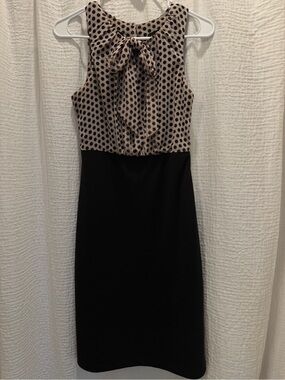 Eva by Eva Franco Polka Dot Chiffon Bow Sheath Dress Sz 6